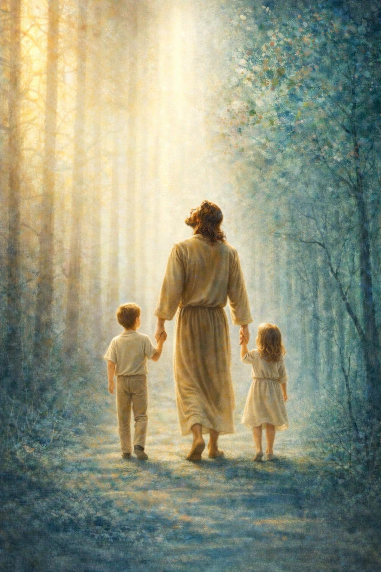Jesus Walking With Children Art Print, Christian Nursery Decor (digital ...