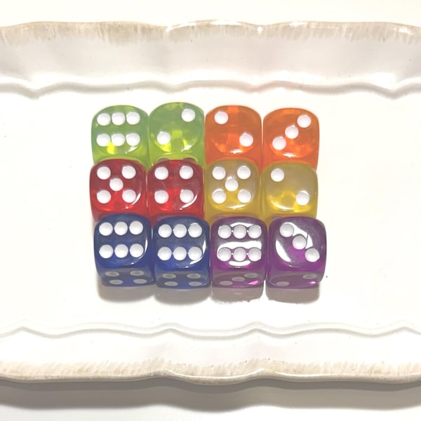 Colored Dice - 6 Standard 18mm Pairs per Set