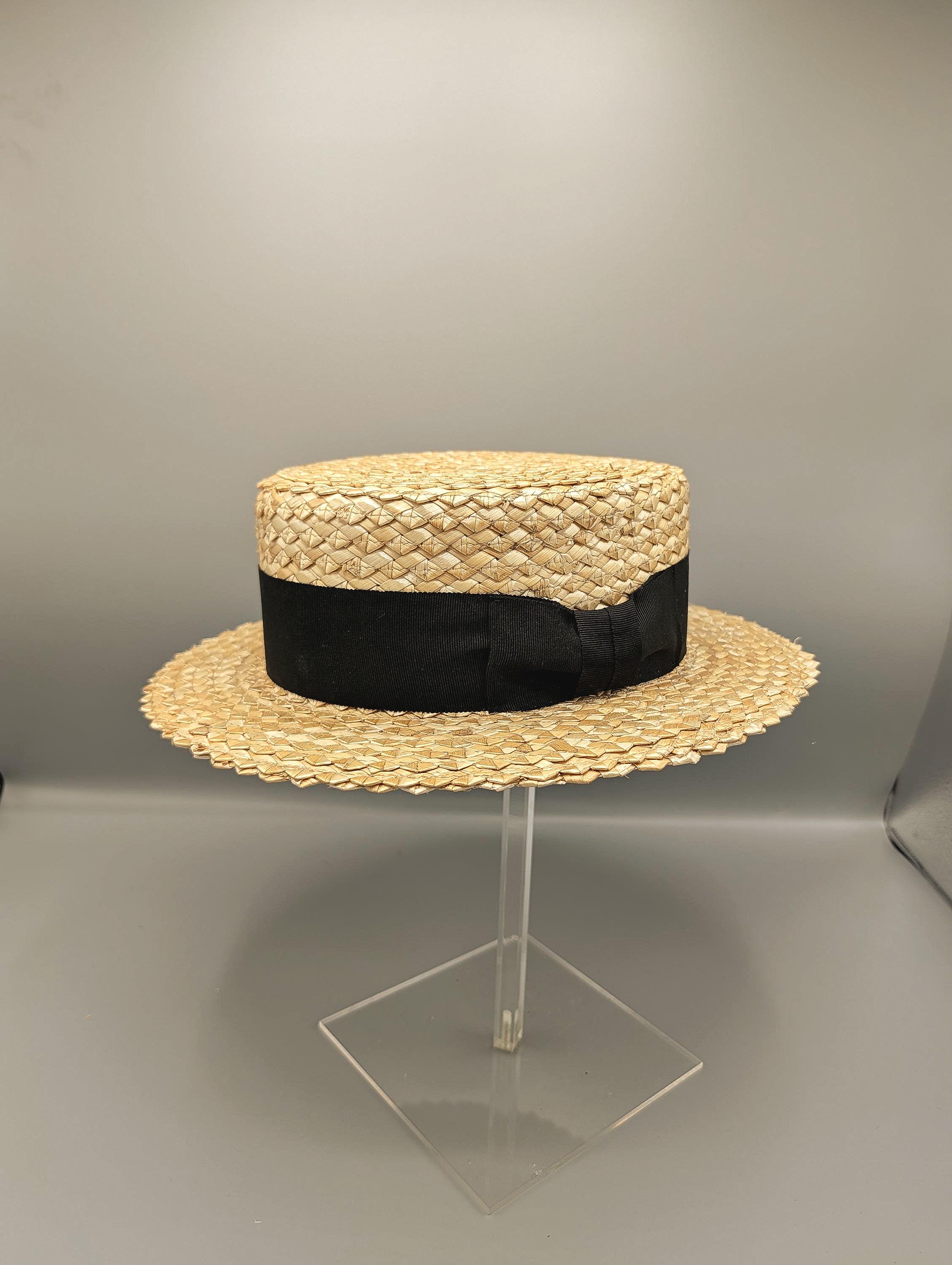 Vintage St. James Gondolier Boater Hat Vintage Solid 14K Gold Straw Boater Gondolier Hat Charm or  main image 3