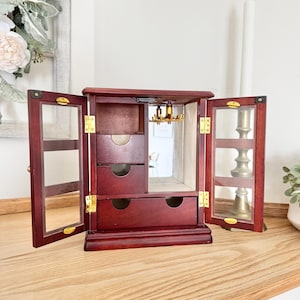 Armoire Vintage Bois – 1 Porte Avec Miroir Biseauté – Penderie – 199x99x50 Cm
