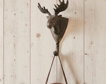Crochets Muraux en Bois de Cerf Vintage - Cintre Mural 28 Cm, Porte