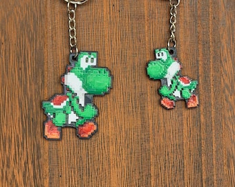 Yoshi Pixel-sleutelhanger – op retro Mario geïnspireerd ontwerp