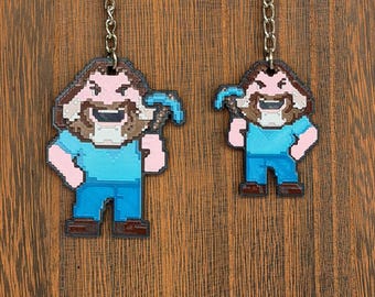 Steve Pixel Art Schlüsselanhänger im Minecraft-inspirierten Film Stil