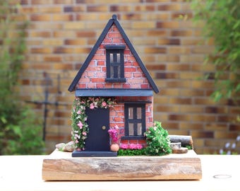 Rose Cottage Miniature, Wooden House Ornament, Home Décor, New Home Gift