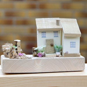 Wharf Cottage, Small Wooden House, Driftwood Ornament, Wooden Cottage, Rustic Home Decor