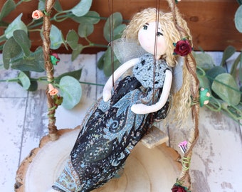 Fairy swing, Fairy Garden, Rustic Swing, Fairy Decor