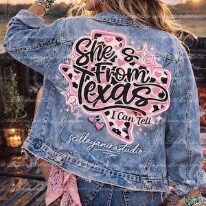 Sie kommt aus Texas PNG • Kuh-Druck-Design • Western Pink Rindsleder Shirt Design • Bild 2