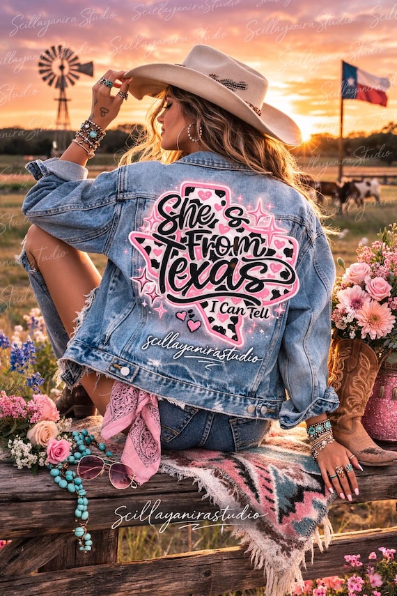 She’s From Texas PNG • Cow Print Design • Western Pink Cowhide Shirt Design •