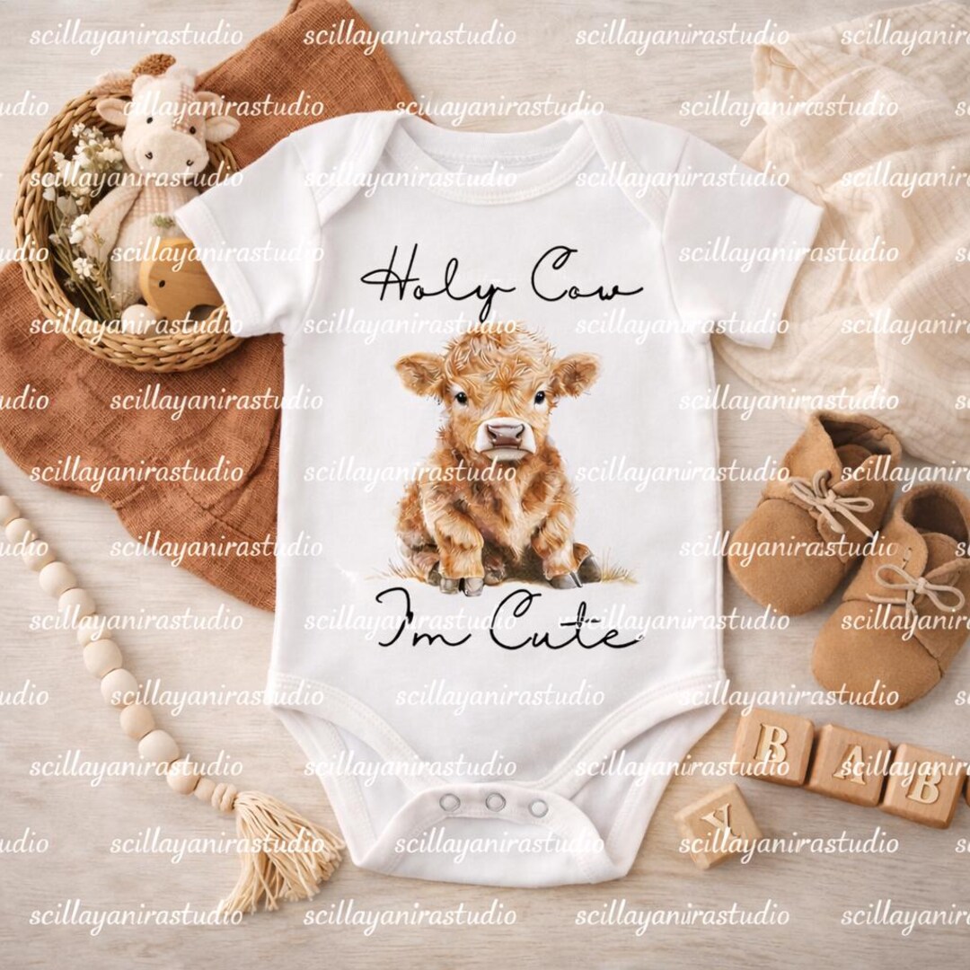 Highland Cow Watercolor PNG | Baby Farm Animal Clipart (digital ...