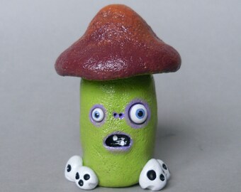 Zombie mushroom monster, mushroom figurine, creepy cute mushroom, spooky mushroom, mushroom zombie figurine, Halloween zombie decor OOAK