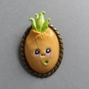 Clay Vegetable Brooch Funny Halloween Jewelry Polymer Clay Veggie Pin Onion Pin Vegetable Brooch Oval Pin Vegetable Jewelry image 1