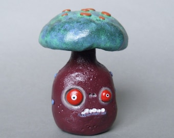 Zombie mushroom monster, mushroom figurine, creepy cute mushroom, spooky mushroom, mushroom zombie figurine, Halloween zombie decor OOAK