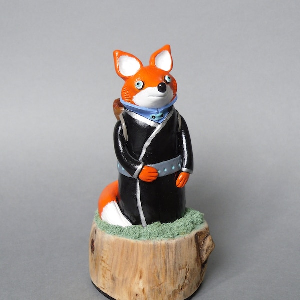 Fox figurine, polymer clay fox sculpture, fox art doll, animal figurine, kawaii animal, cute fox, fox decor, red fox sculpture OOAK