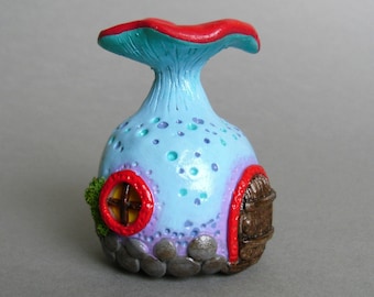 Polymer Clay Mushroom Fairy House: Whimsical Miniature Cottage Decor
