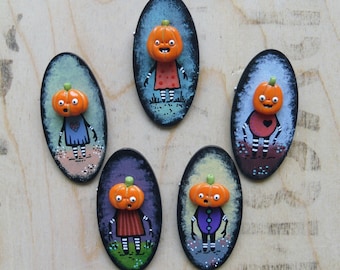 Pumpkin brooch, pumpkin pin, spooky pumpkin jewelry, Halloween brooch, Fall pin, autumn brooch, creepy cute, kawaii pumpkin pin OOAK