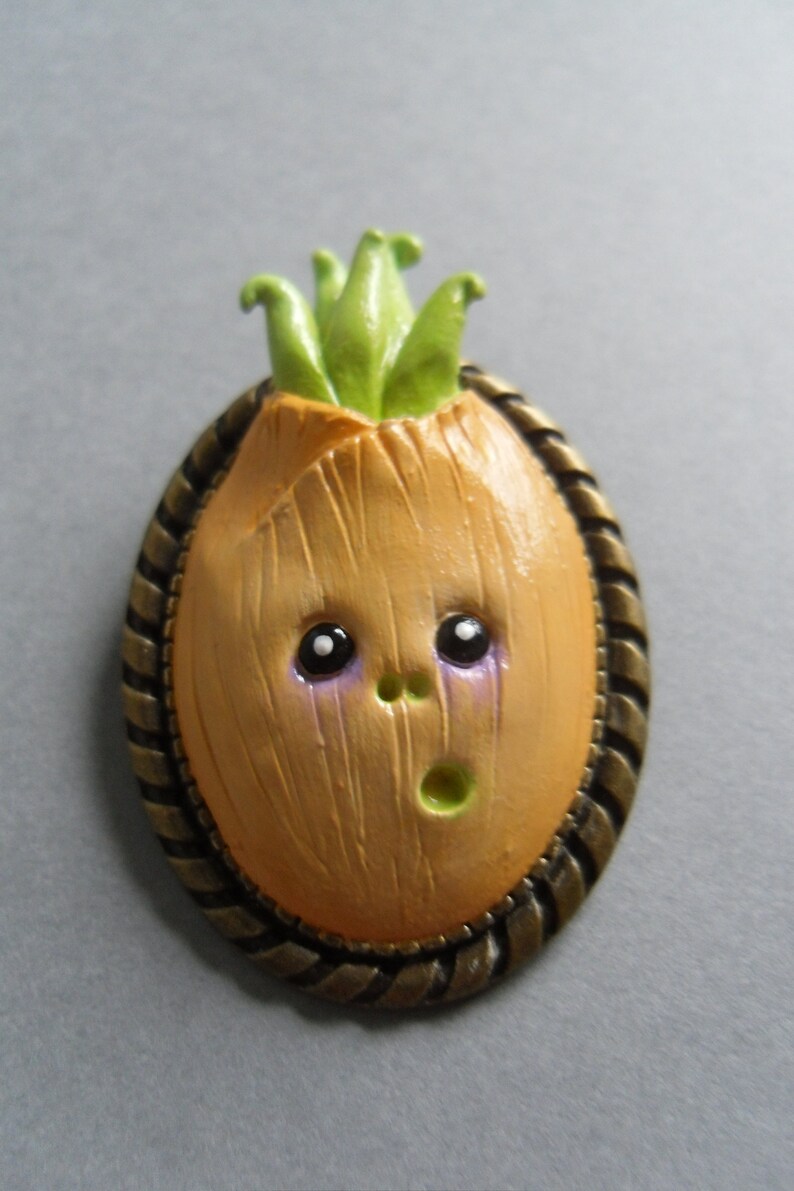 Clay Vegetable Brooch Funny Halloween Jewelry Polymer Clay Veggie Pin Onion Pin Vegetable Brooch Oval Pin Vegetable Jewelry image 5