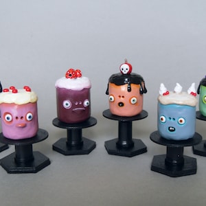 Halloween home decor, spooky Halloween cake, creepy cute figurine, monster sculpture, fake food decor, polymer clay food, clay cake decor