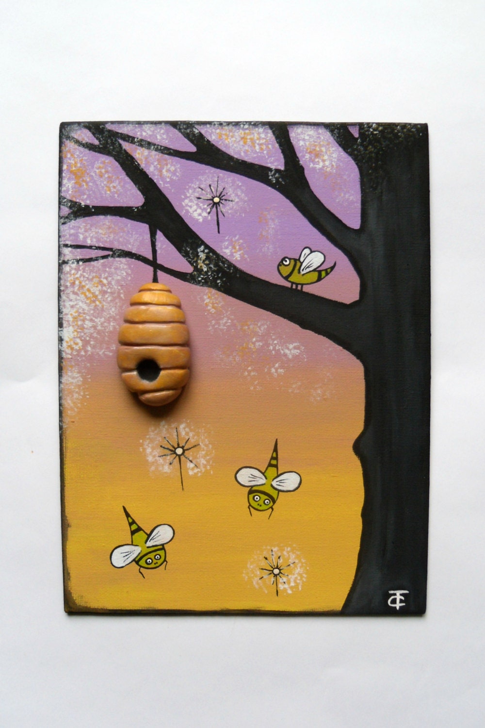 Polymer Clay On Canvas Acrylic Painting On Canvas Mixed Etsy
