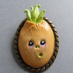 Clay Vegetable Brooch Funny Halloween Jewelry Polymer Clay Veggie Pin Onion Pin Vegetable Brooch Oval Pin Vegetable Jewelry image 2