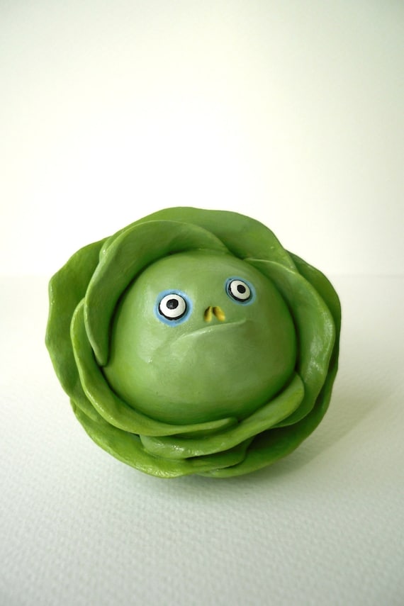 Polymer Clay Vegetable Sculpture Funny Cabbage Decor Etsy