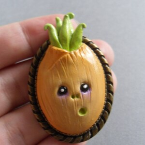 Clay Vegetable Brooch Funny Halloween Jewelry Polymer Clay Veggie Pin Onion Pin Vegetable Brooch Oval Pin Vegetable Jewelry image 3