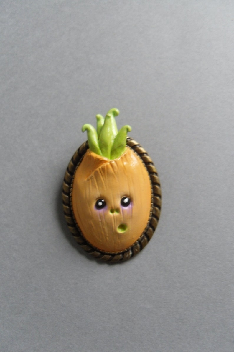 Clay Vegetable Brooch Funny Halloween Jewelry Polymer Clay Veggie Pin Onion Pin Vegetable Brooch Oval Pin Vegetable Jewelry image 1