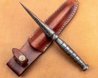 Custom Handmade Double Edge full tang boot knife, Gift knives with Sheath