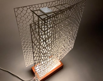 Model architektoniczny z betonową podstawą | Abstrakcyjna podświetlana rzeźba | zaprojektowana i wykonana ręcznie przez architekta | prezent architektoniczny