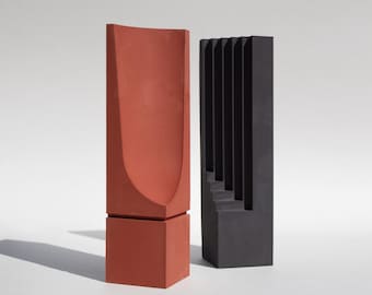 Ensemble de 2 petits serre-livres en béton faits main - Design abstrakcyjny minimalistyczny