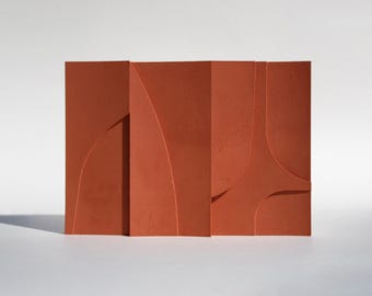 Ręcznie robiona rzeźba z betonu w kolorze ochry | Nowoczesna, organiczna sztuka abstrakcyjna | Wyjątkowy prezent architektoniczny | Współczesny, minimalistyczny wystrój