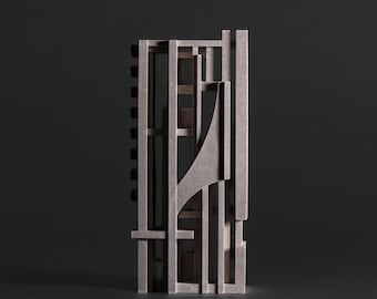 Scultura architettonica brutalista / Scultura in cemento / Arte modernista / Decorazione minimalista / Regalo per architetto / Oggetto di design realizzato a mano