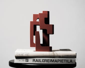 Fermalibri / Arte minimalista in cemento / Decorazione scultorea color ocra / Fatto a mano da un architetto / Regalo unico per gli amanti del design e dei libri