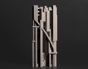 Scultura architettonica brutalista / Arte moderna in cemento / Decorazione minimalista / Regalo per architetto / Oggetto di design unico / Scultura realizzata a mano
