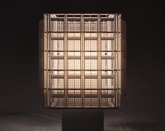 Lampada architettonica / Base in cemento / Scultura astratta moderna / Luce ambientale stampata in 3D / Regalo a tema architettura