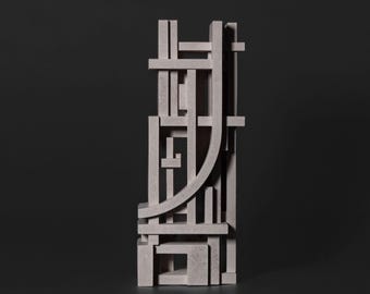 Scultura geometrica astratta / Arte moderna in cemento / Decorazione minimalista / Regalo per architetto / Oggetto di design unico / Scultura realizzata a mano