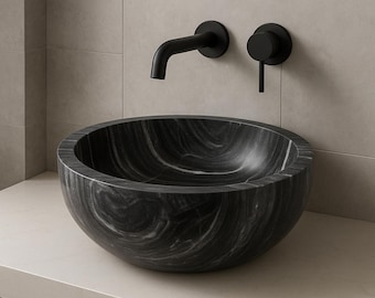 Esclusivo lavandino in marmo nero