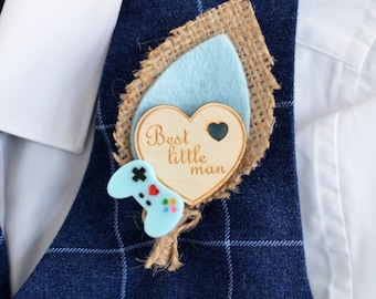 Page Boy Wedding Buttonhole - Perfect for a Gamer Boutonniere Handmade Rustic Button hole - Pageboy Gift Best Little Man