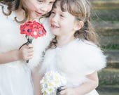 Pretty Flower Girl Wedding Keepsake Bouquet - Poppy or Daisy design using paper flowers and buttons with Polka Dots.