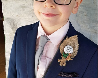 Dinosaur Page Boy Wedding Buttonhole Cute Keepsake Gift for your Page Boy / Best Little Man Rustic Wedding Personalised