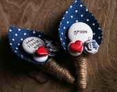 Rockabilly Sailor Heart and Anchor Groom / Best Little Man Buttonhole Boutonniere Wedding Page Boy Alternative