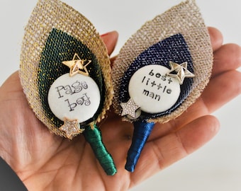 Best Little Man Wedding Buttonhole - Celestial Collection Stars and Sparkle Boutonniere Page Boy Gift