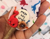 Colourful Dinosaur Boys Wedding Buttonhole Boutonniere Cute Keepsake Gift for your Page Boy or Best Little Man