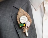 Farm Wedding Buttonhole Boutonniere for Pageboy / Best Little Man Green Tractor and Sheep - A perfect keepsake Gift