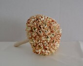 SALE!! Light Brown / Cream Wedding Flower and Button Wedding Bouquet with complimentary buttonhole