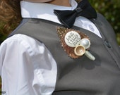Copper Glitter Childrens Buttonholes Best Little Man / Page Boy Buttonhole Boutonniere Wedding