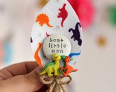 Double Dinosaur Colour Pop Page Boy Best Little Man Wedding Buttonhole Boutonniere Cute Keepsake Gift