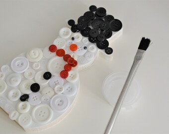 DIY Kids Children's Free Standing Snowman Craft Kit Button Art decorate with Buttons & Embellishments Xmas Gift