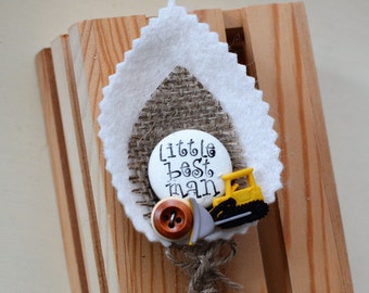 Page Boy / Best Little Man Personalised Wedding Buttonhole Builder Theme Digger