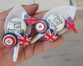 Page Boy / Best Little Man Personalised Wedding Buttonhole - Rule Britannia London UK British Union Jack Flag Design