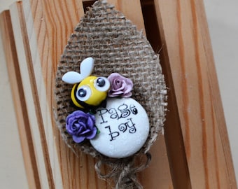 Page Boy /  Best Little Man Buttonhole Boutonniere Wedding Keepsake Cute Googly Eye Bee and Flowers Design